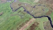 Small river meandering, aerial