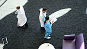 Doctors walking, view from above