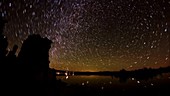 Star trails over Mono Lake, timelapse