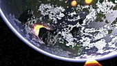 Asteroids striking Earth, animation
