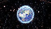Space junk and satellites, animation