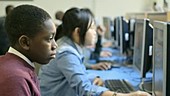 School children using computer