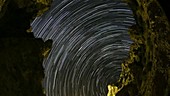 Star trails from a gorge