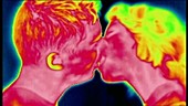 Humans kissing, thermogram footage