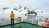 Antarctic transport ship and coast