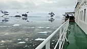 Antarctic transport ship and coast