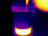 Pouring coffee, thermogram footage