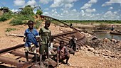 Railway washed away by flooding, Malawi