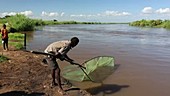 Fisherman, Shire river, Malawi