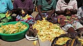 Preparing food in a refugee camp, Malawi
