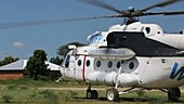 UN Mi8 helicopter taking off, Malawi