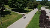 Cyclist in park, Warsaw