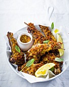 Lamb chops with a mustard, cheese and sage crust