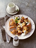 Chicken breast with a cauliflower medley and a yoghurt sauce