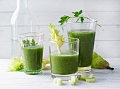 Green detox smoothies made with stinging nettle tea