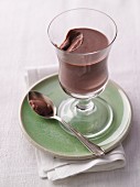 Chocolate Mousse in a Tall Dessert Glass; Spoon
