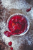 Cranberry compote in a glass