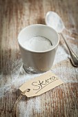 Stevia in a cup with a label