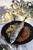 Mackerel with white cabbage and grains for Christmas