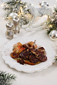 Lamb chops with apples and spices for Christmas