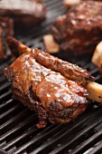 Beef ribs on a grill