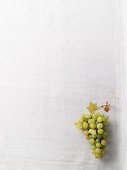 Green grapes on a white surface