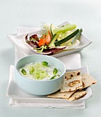 Tzatziki with soy yoghurt and raw vegetables