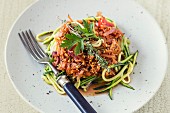 Courgette pasta with lupine bolognese