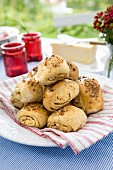 Rolls and butter on a garden table