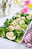 Hard-boiled eggs topped with caviar for Easter