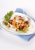 Chickpea salad with dried tomatoes and cream cheese