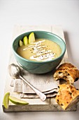 Celeriac and apple soup with fresh bread