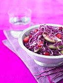 Red cabbage salad with apples and cranberries
