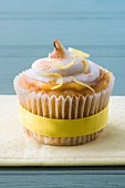 A lemon meringue cupcake (close up)