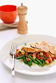 Pan Fried chicken with Beans and chickpeas