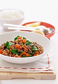 Lentils with spinach and Soy Sauce