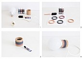 Instructions for making pendant lamps from curtain rings in various colours