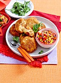 Crab cakes with corn salsa