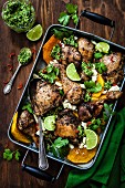 Mexican chicken with pumpkin and pumpkin seed pesto