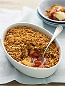 Pear and Rhubarb Crumble with Almond and Oat Topping