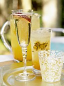 Sparkling wine with peach and sweet granadilla cooler