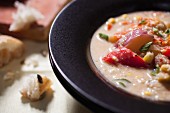 Corn chowder with potatoes and peppers (USA)