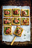Asparagus and harvarti galettes with Proscuitto