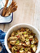 Potato salad with bacon and celery