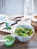Edamame salad with pink beans
