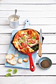 Frittata with cherry tomatoes and mozzarella