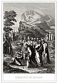 Christ healing a leper,illustration