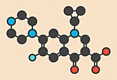 Ciprofloxacin antibiotic drug molecule