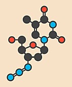 Zidovudine HIV drug molecule