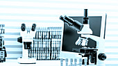 Microscope and computer